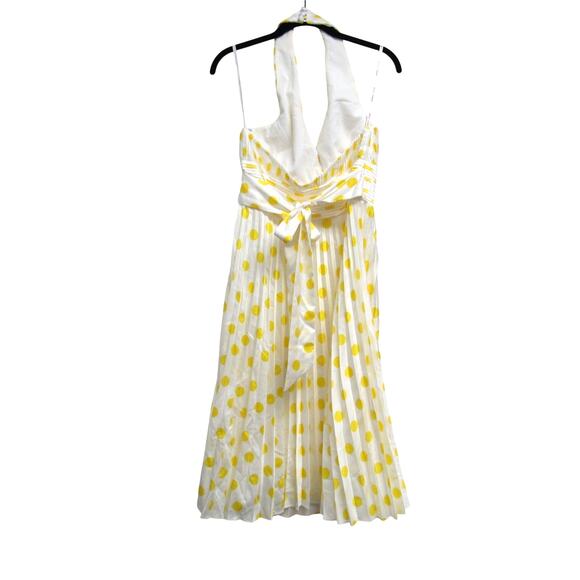 Betsey Johnson Y2K Yellow Polka Dots Pleated Halter Backless Dress Size 10 NEW - Picture 5 of 7